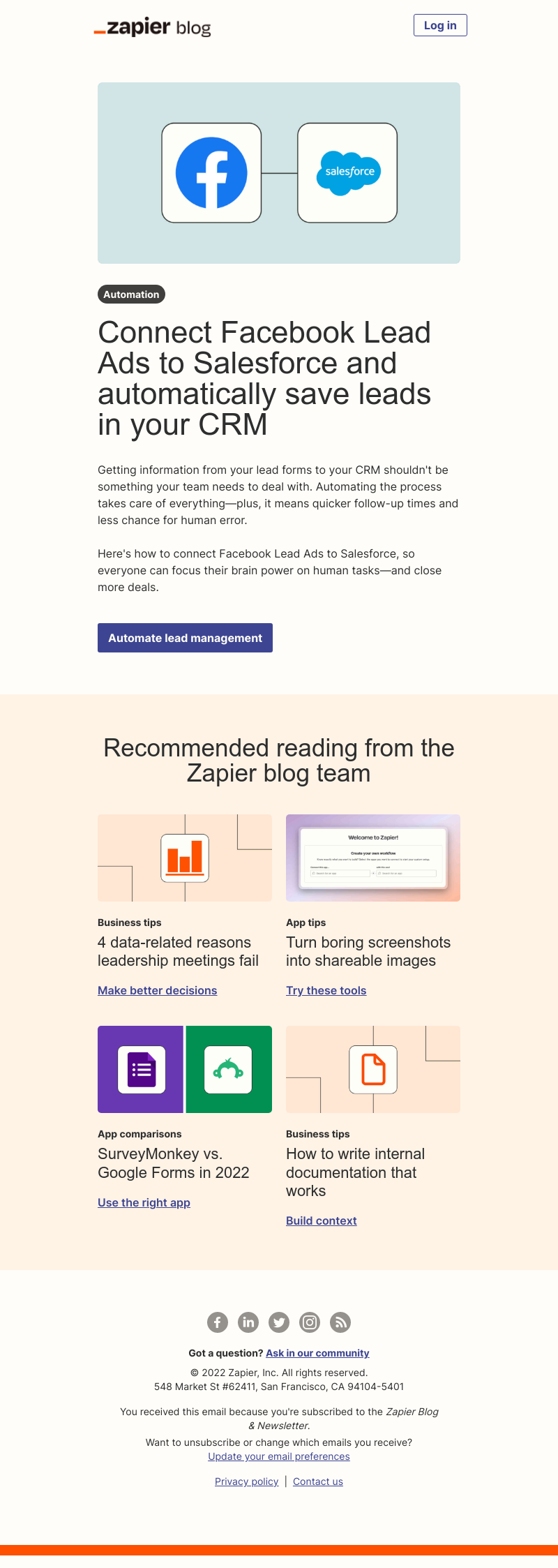 Zapier - Automatically send leads to your CRM