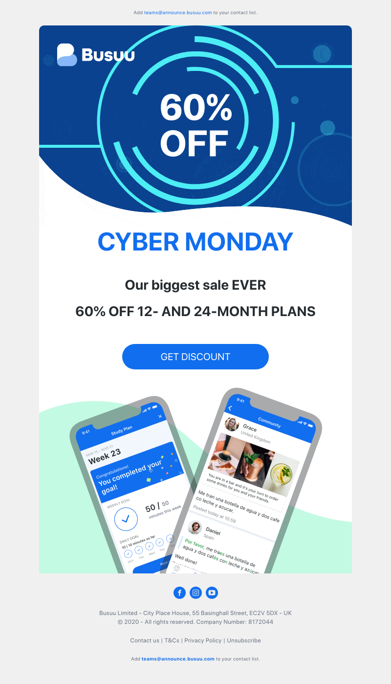 Busuu - 💥Sarah, 60% off for Cyber Monday 💥     