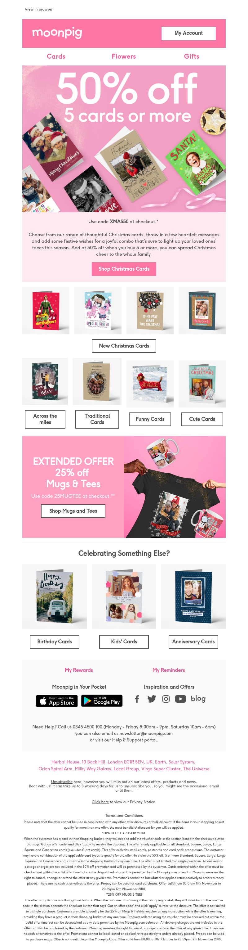 Moonpig - 50% off when you buy 5 or more cards!