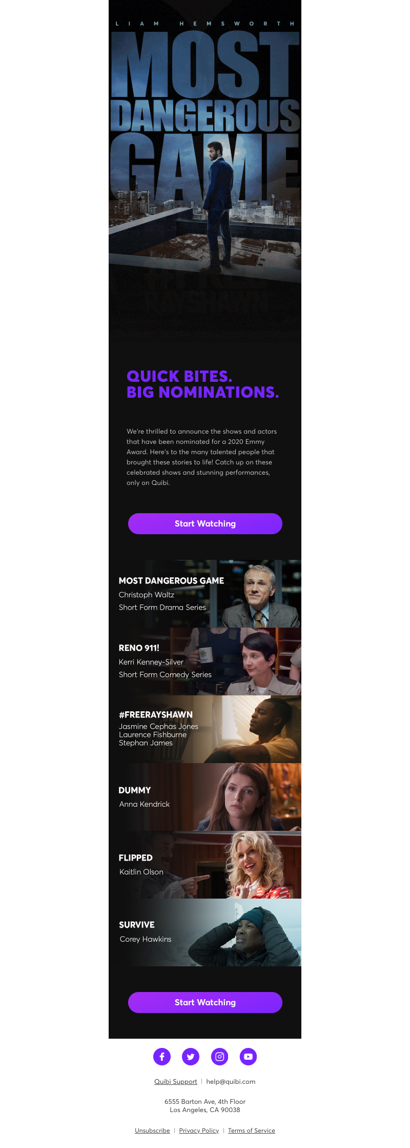Quibi - Quibi Congratulates our 2020 Emmy Nominees