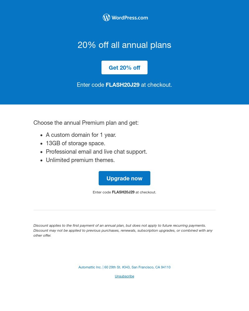 WordPress - 2 Days Only: save 20% when you upgrade your site