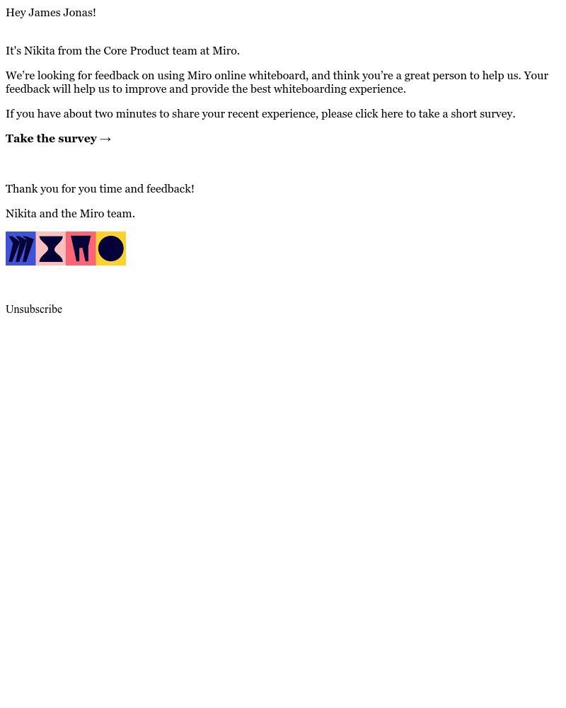 Miro - 2 minutes survey about your experience with Miro