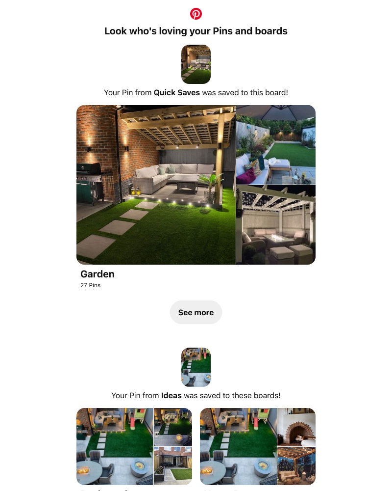 Pinterest - 2 of your Pins were saved