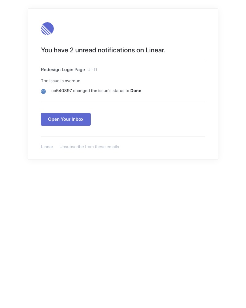 Linear - 2 unread notifications on UI Feed Redesign