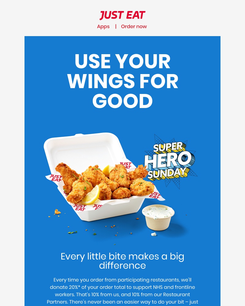 Just Eat - 20% of your order goes to the NHS