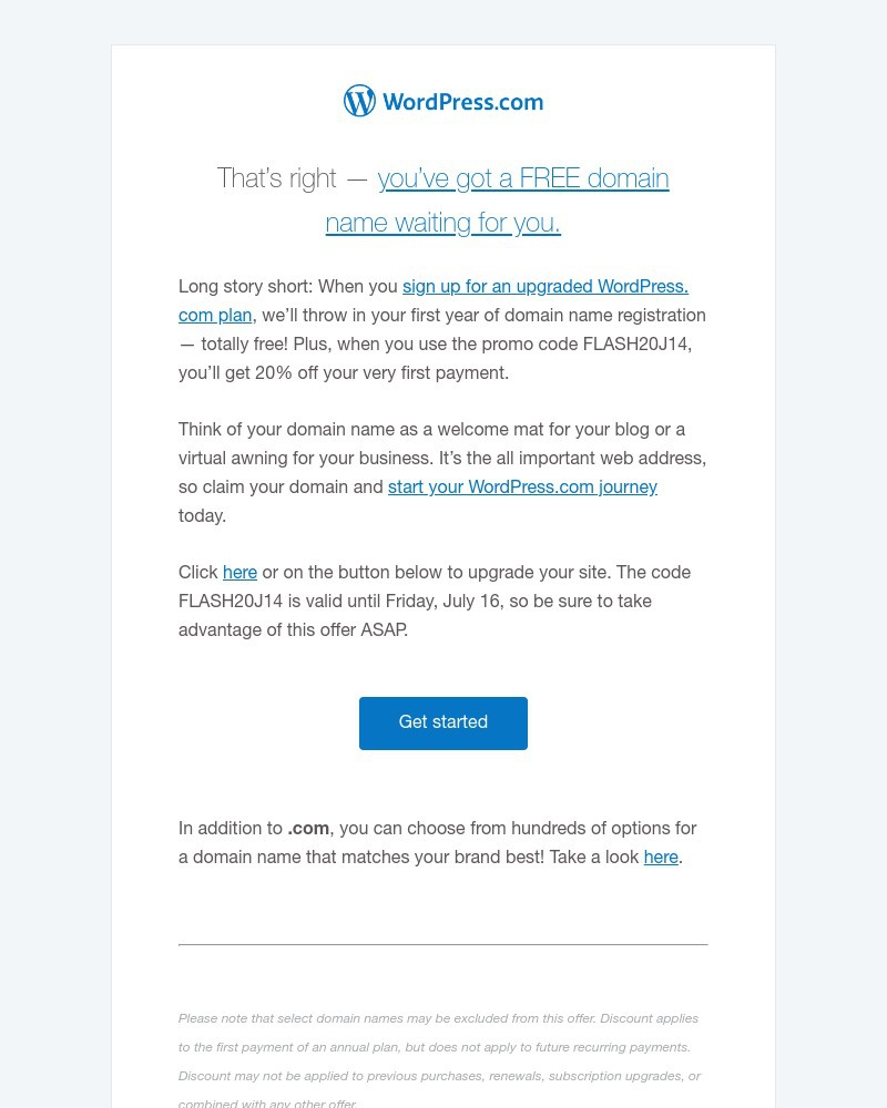 WordPress - 20% off + a free domain name