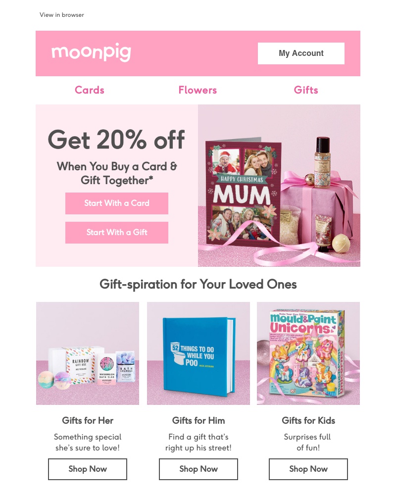 Moonpig - 20% off cards and gifts! Best Christmas EVER, here we come!