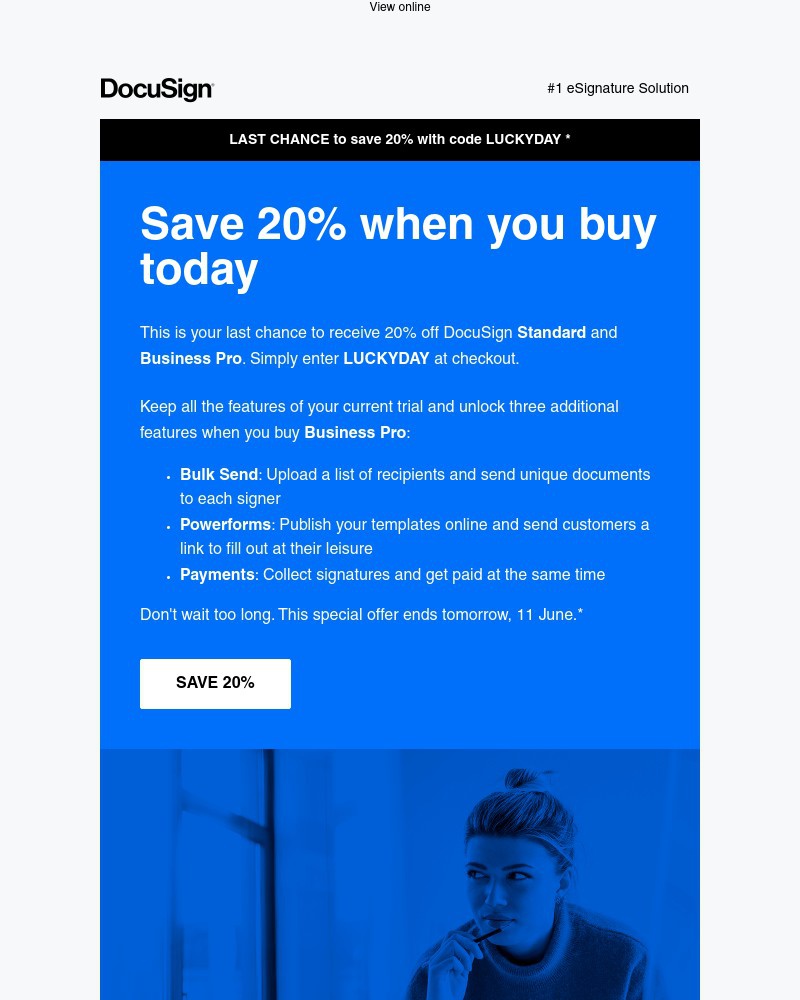 DocuSign - 20% off DocuSign ends tomorrow