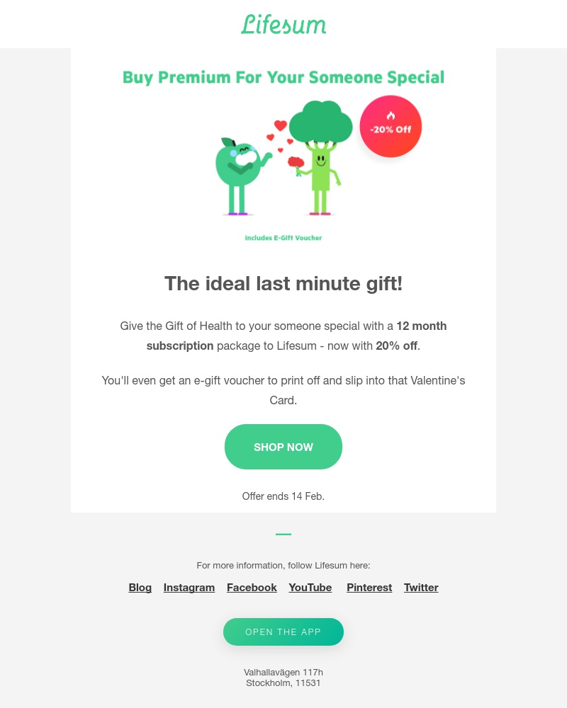 Lifesum - 💘 20% Off: Last Minute Valentine Gift? We've Got You 💘