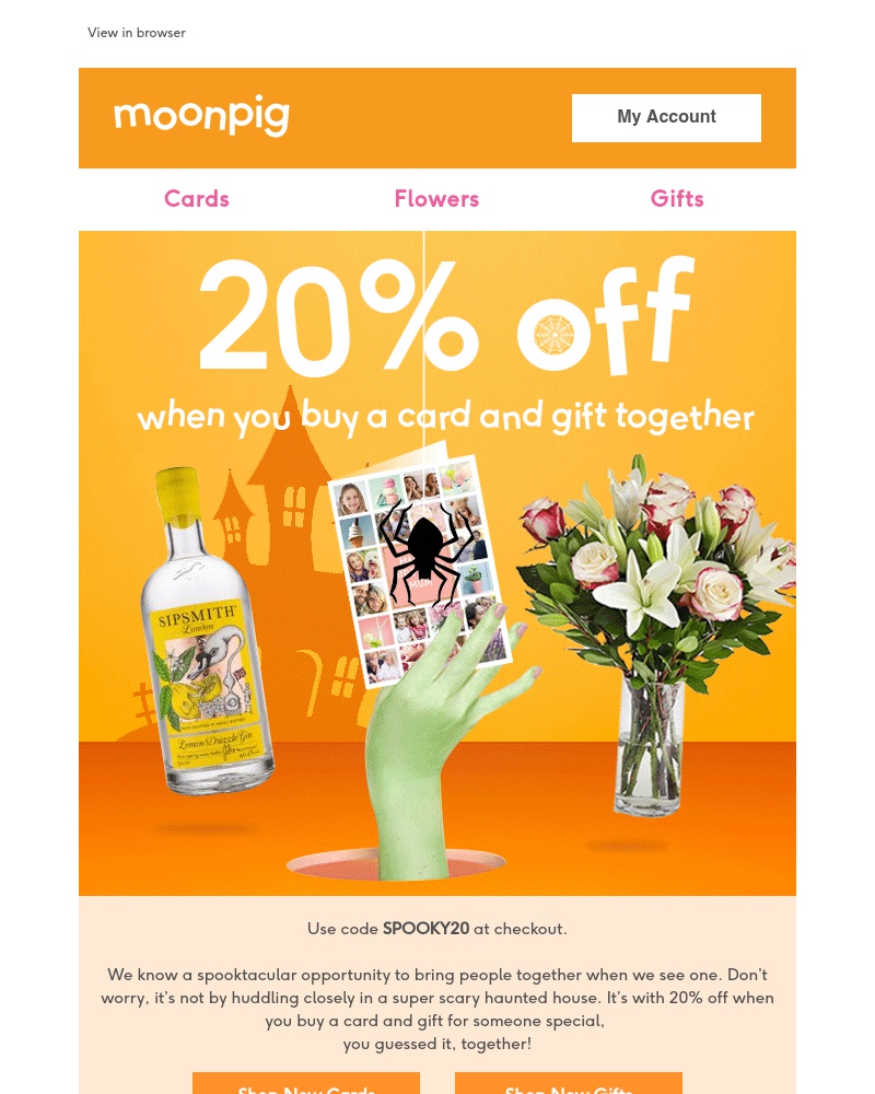 Moonpig - 20% off when you buy a card and gift together