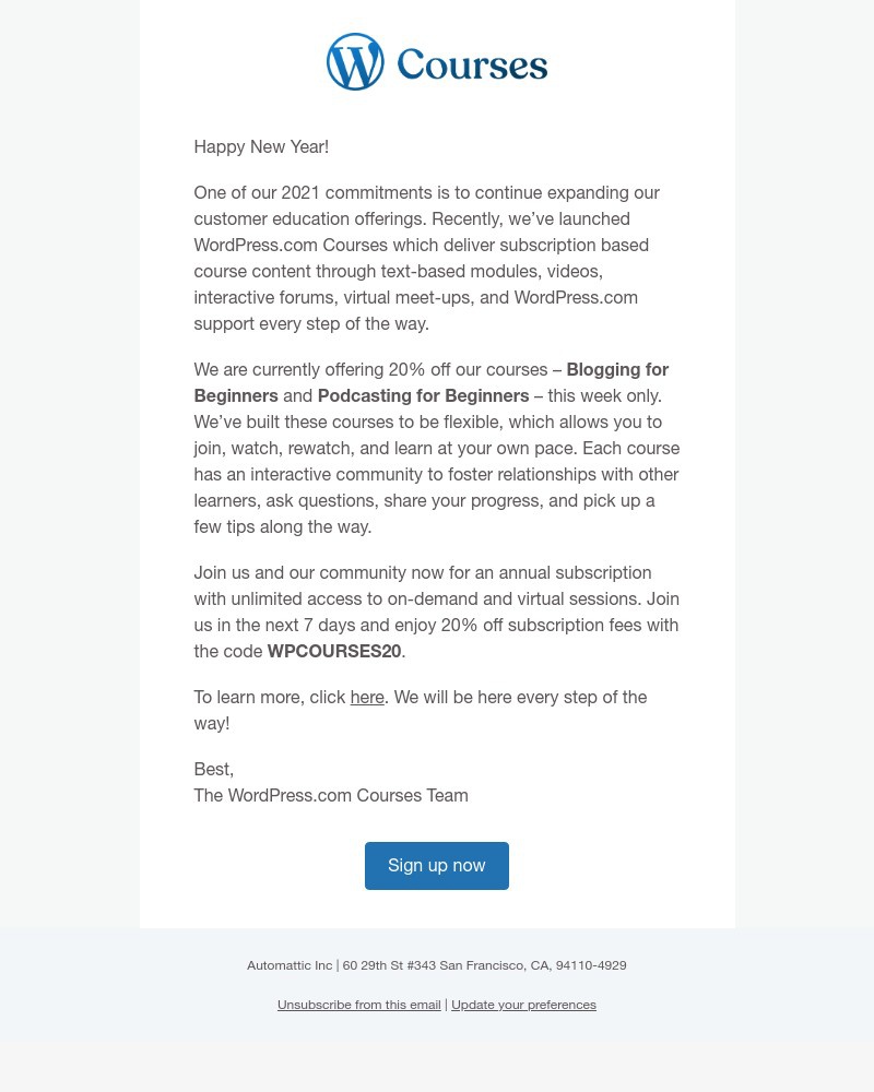WordPress - 20% Off WordPress.com Courses This Week!