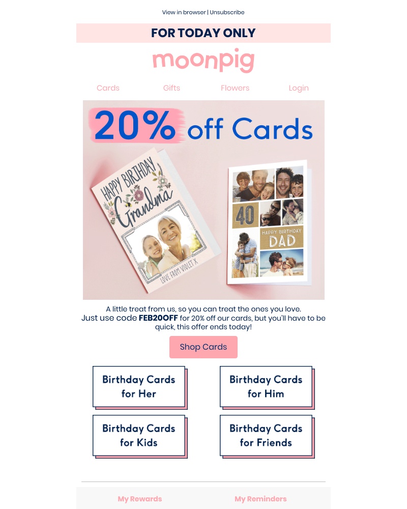 Moonpig - [20/02/2020] 20% off cards!