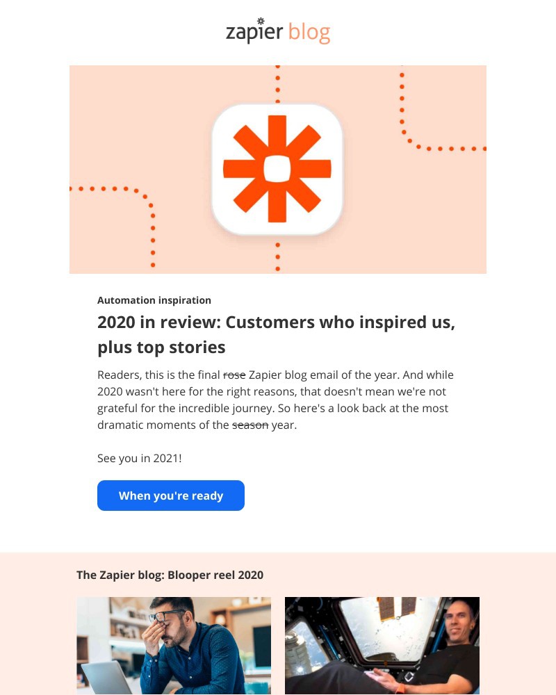 Zapier - 2020 in review: Customers who inspired us, plus top stories