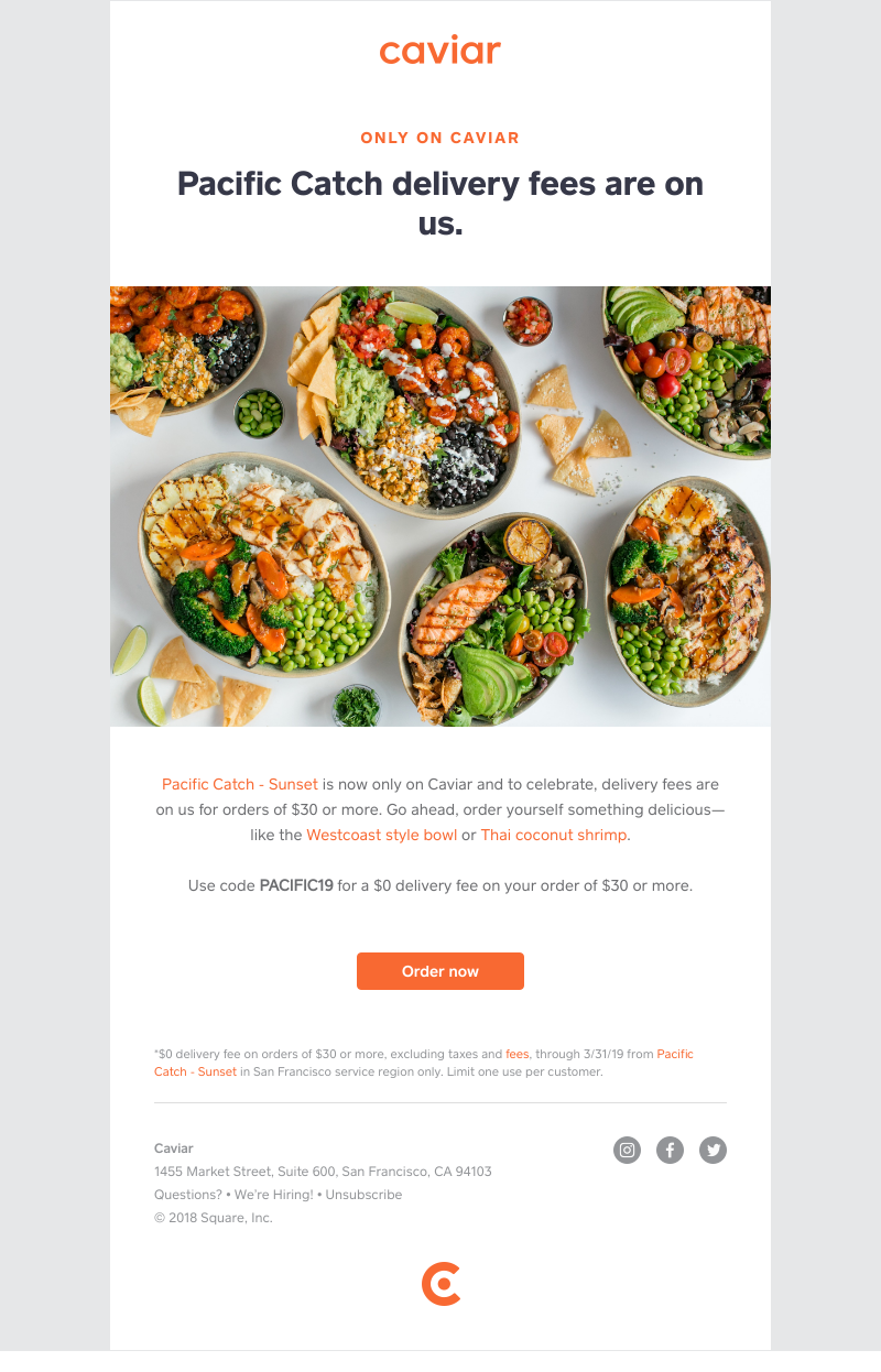  - $0 delivery fees on Pacific Catch orders