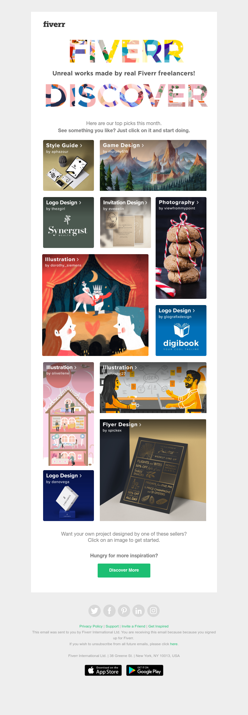 Fiverr - Your monthly dose of inspiration