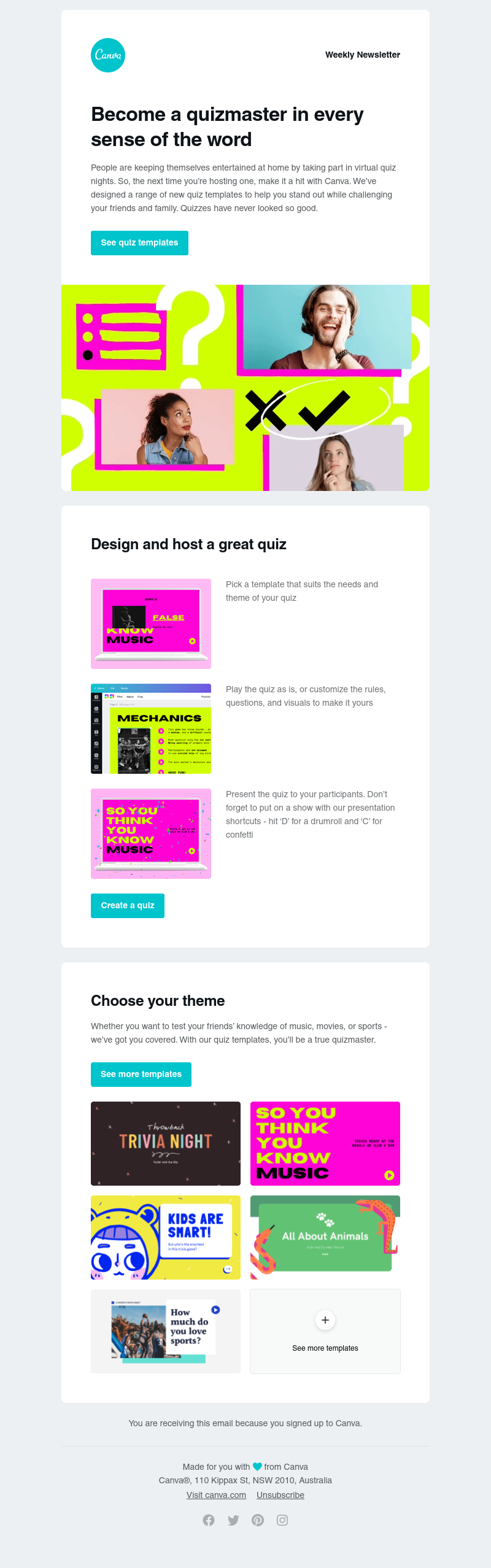 Canva - Hosting a virtual quiz? Say no more.