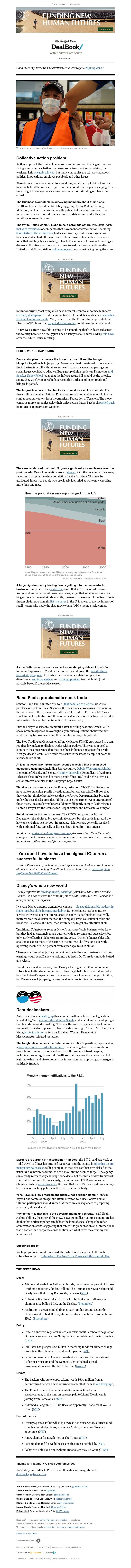 The New York Times - DealBook: C.E.O.s play follow the leader