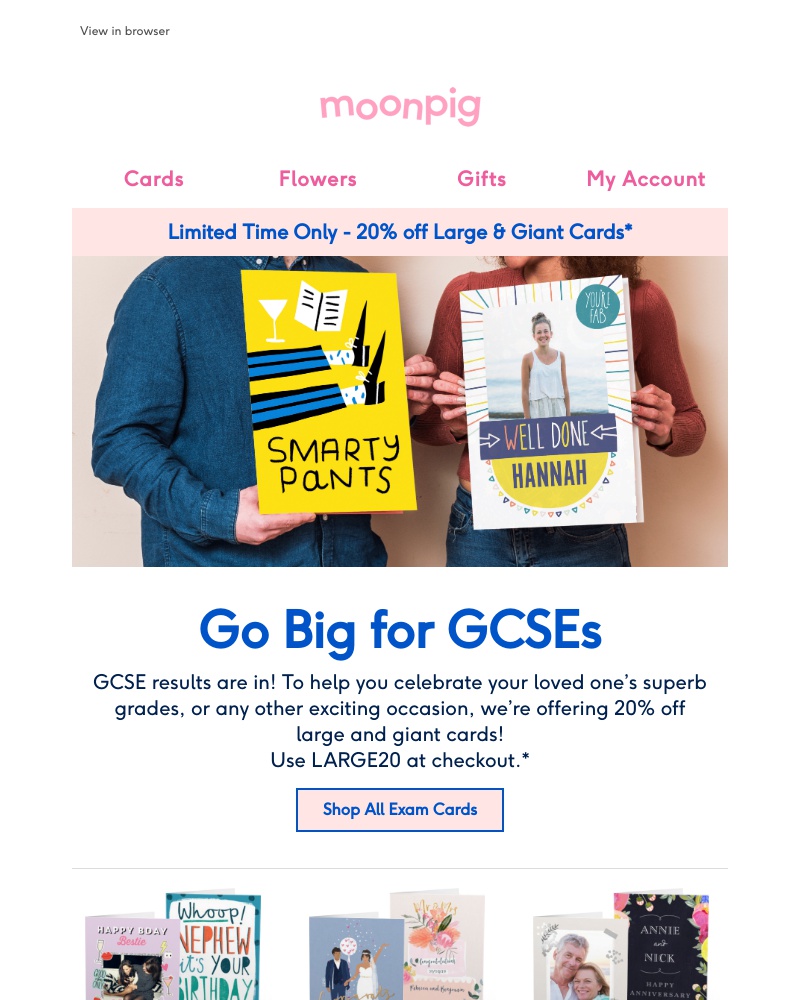 Moonpig - [22-08-2019] Enjoy 20% Off Large & Giant Cards