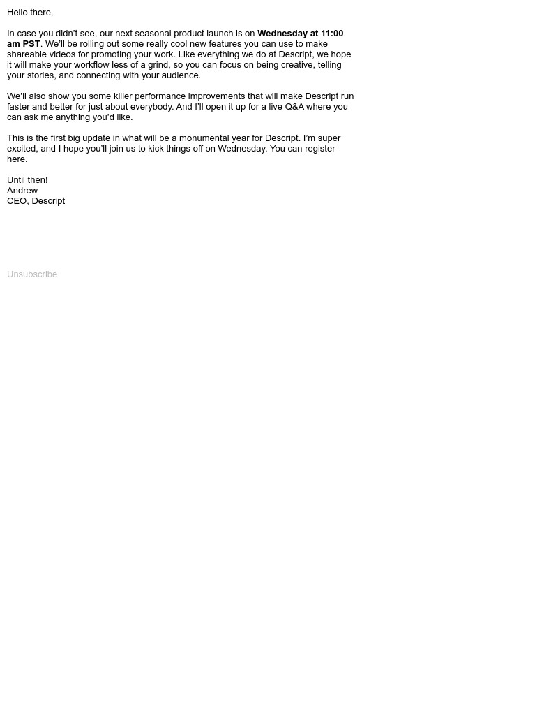 Descript - From Andrew: Descript Season 2