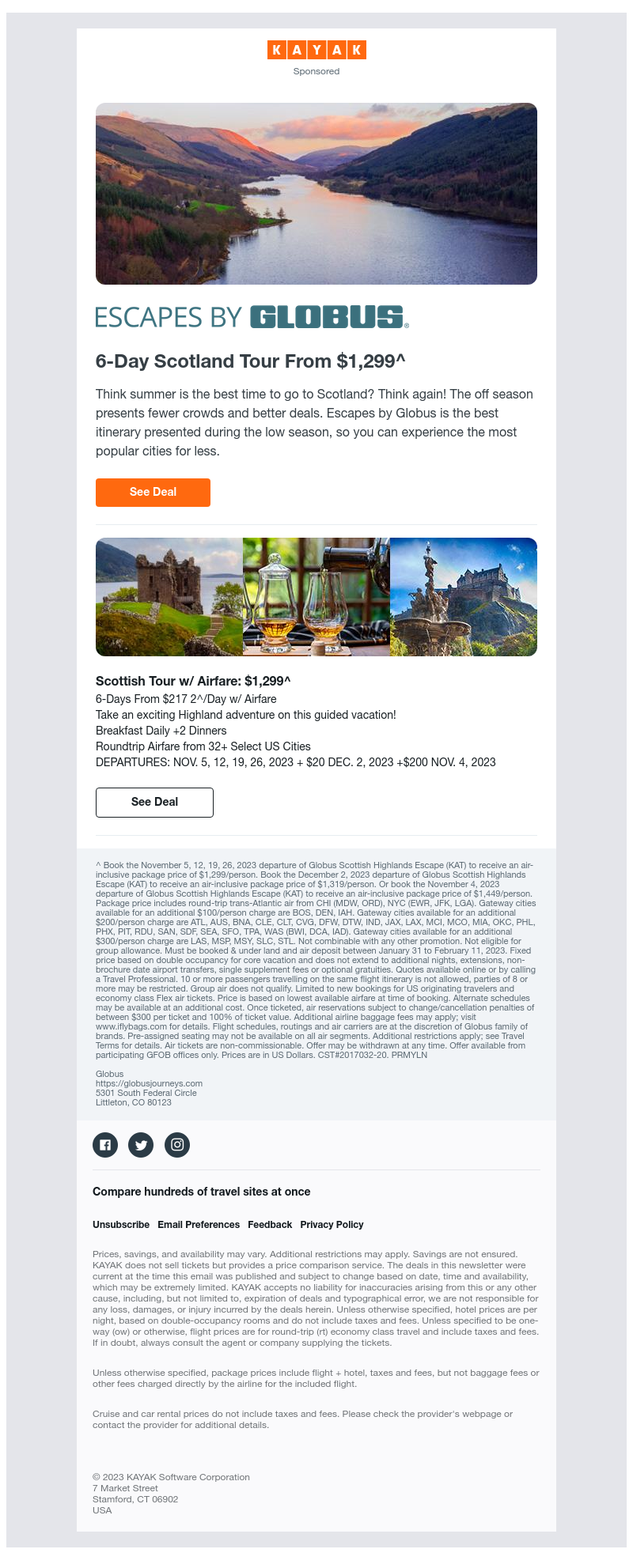Kayak - Tour Scotland w/Air from $1,299 ✈^