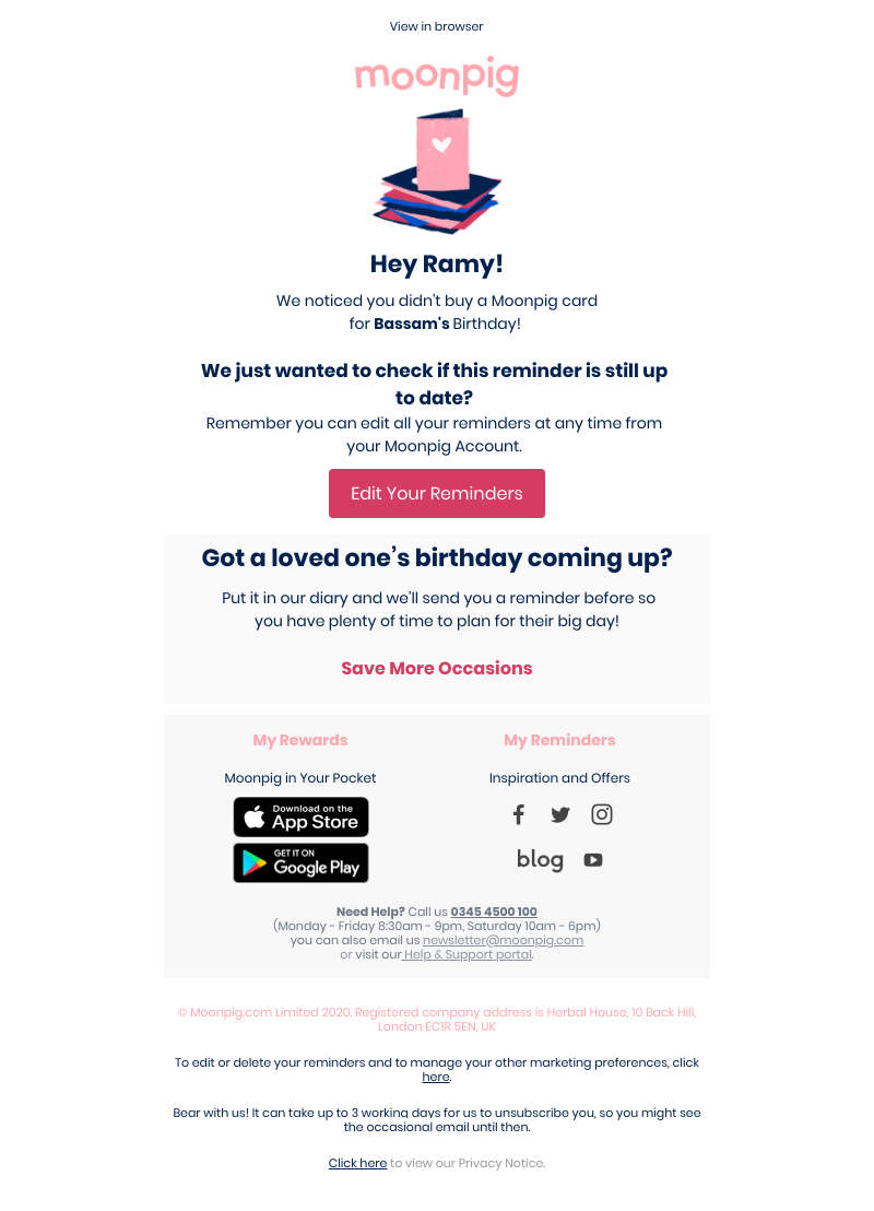 Moonpig - Is this reminder still up-to-date? 🤔