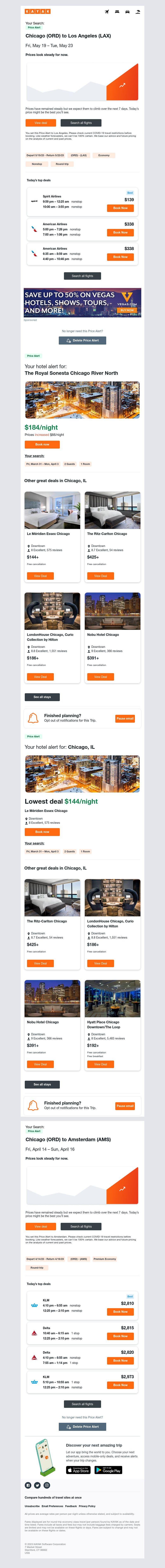 Kayak - Price Alert: Airfare holding steady for your Chicago to Los Angeles flight