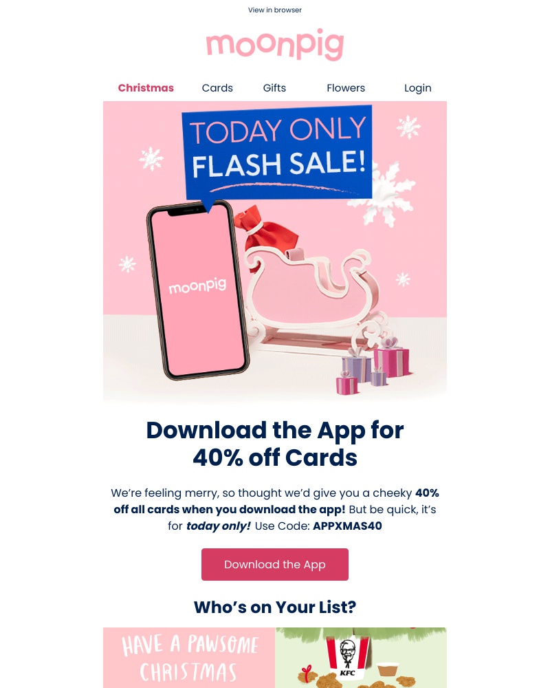 Moonpig - >>>>>>> 24 hour flash sale!