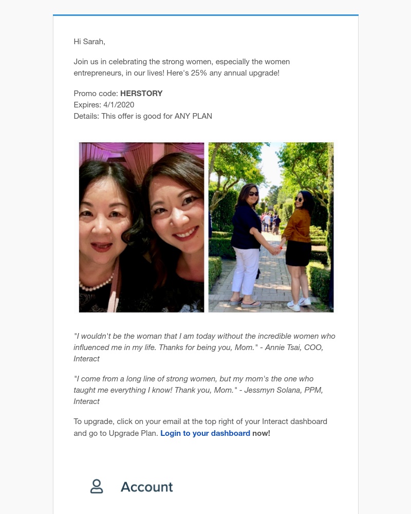 Interact - 25% off Interact annual upgrades to celebrate Women's History Month!