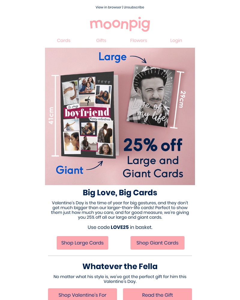 Moonpig - 💙 25% off large and giant cards, baby! 💚