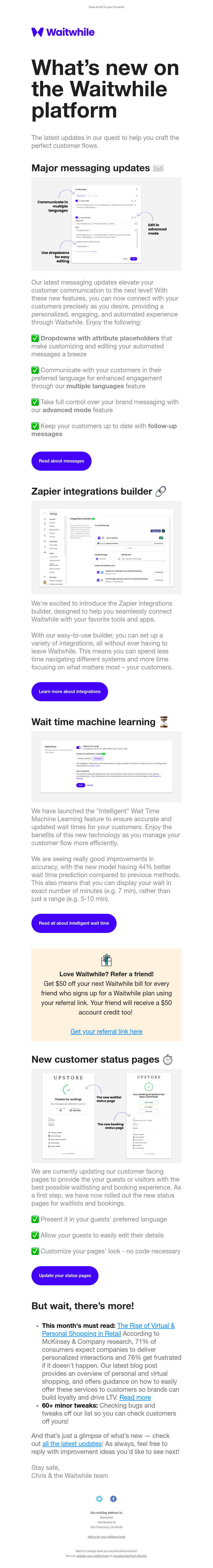 Waitwhile - What’s new in Waitwhile this month ✨