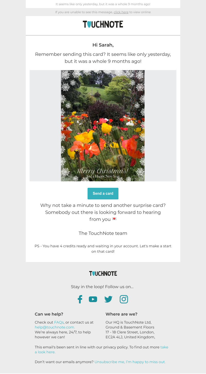 TouchNote - Sarah, remember this?