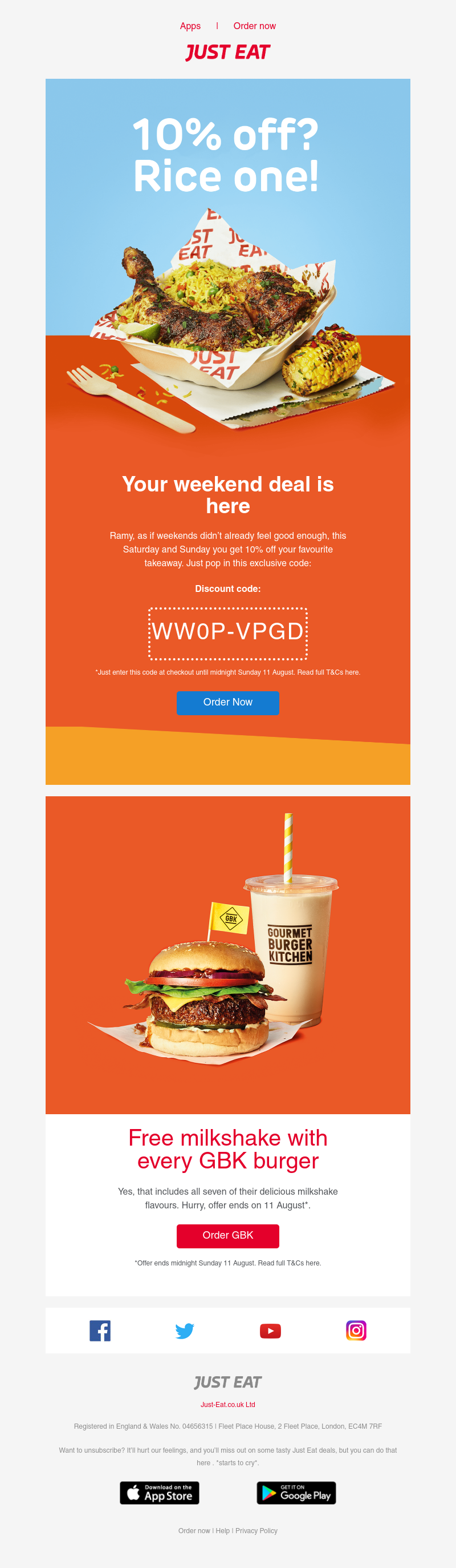 Just Eat - Ramy, 10% off for the weekend 🙌 Perfect combo