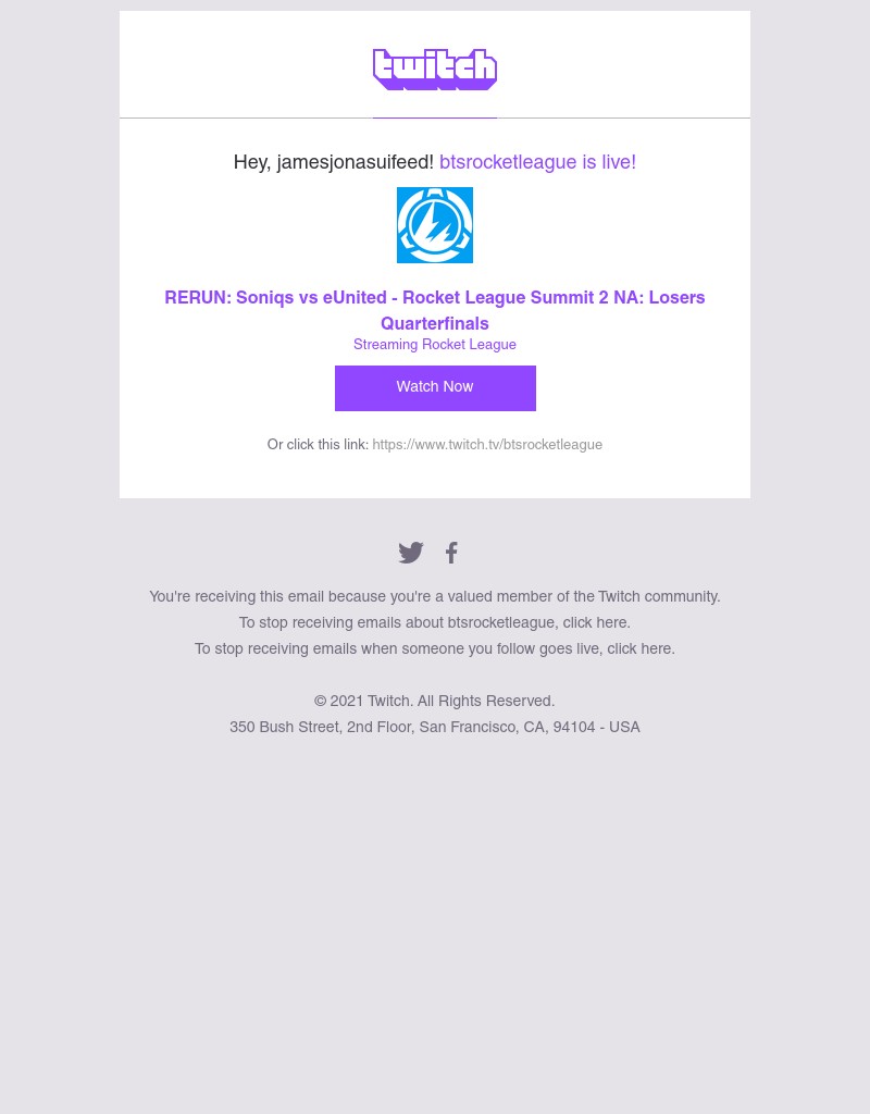 Twitch - btsrocketleague just went live on Twitch