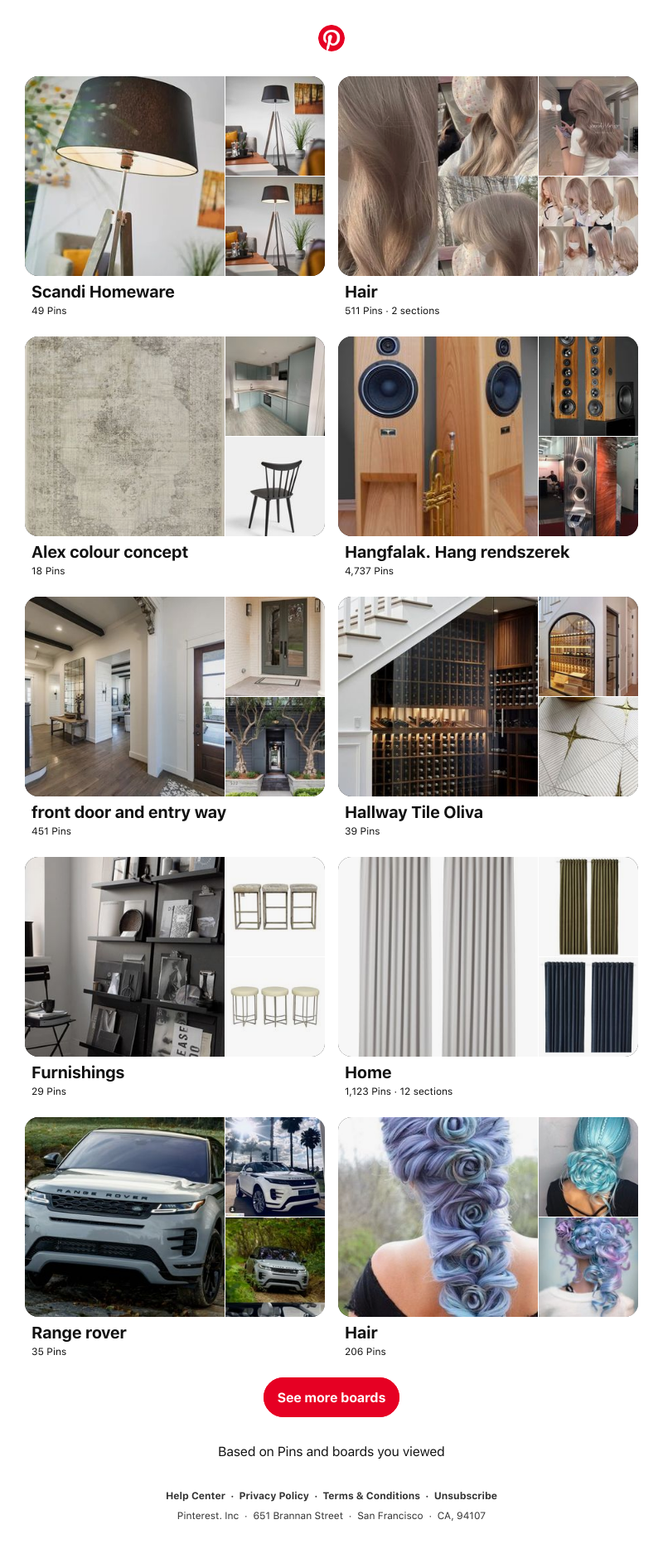 Pinterest - "Scandi Homeware", "Hair" and 8 other boards like yours