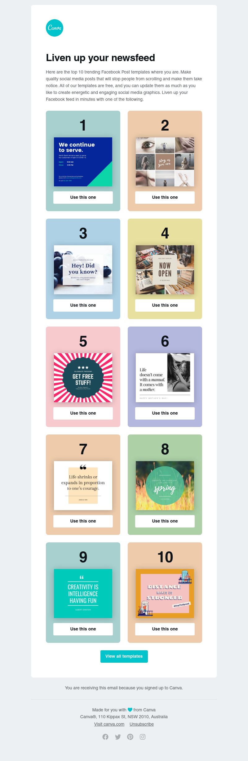 Canva -      What’re the top 10 Facebook templates in UK?