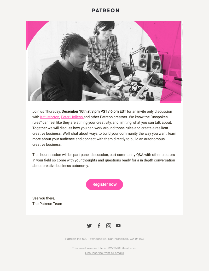 Patreon - Are you free December 10th? Come to The Lab | Community Connections