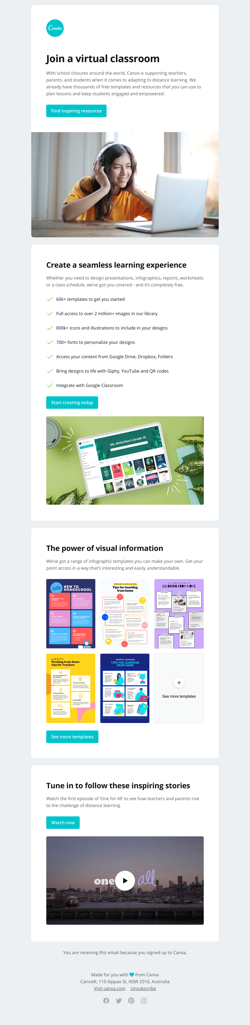 Canva - Our huge library of resources makes learning remotely easier