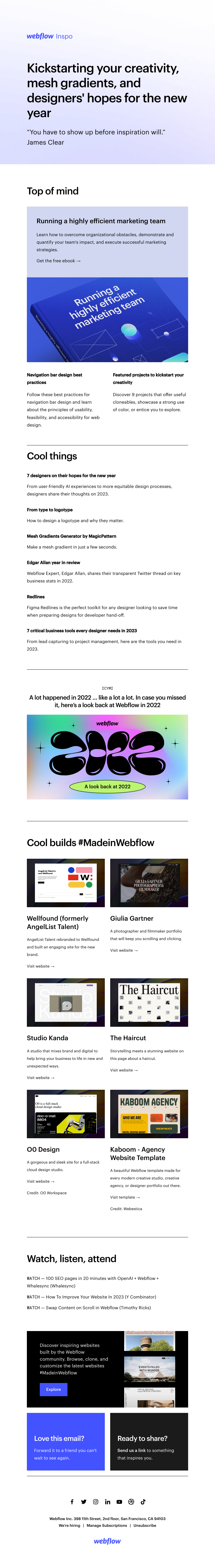 Webflow - Kickstarting your creativity, mesh gradients, and designers’ hopes for the new year 🎊