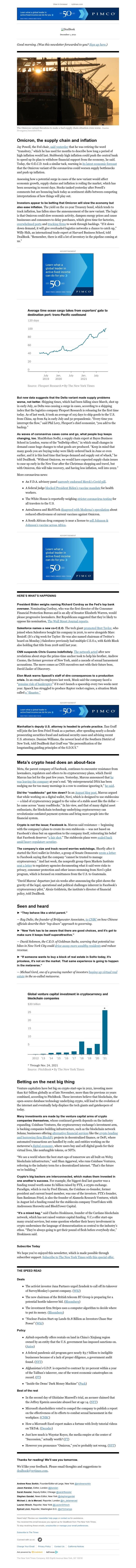 The New York Times - DealBook: Will Omicron make inflation worse?