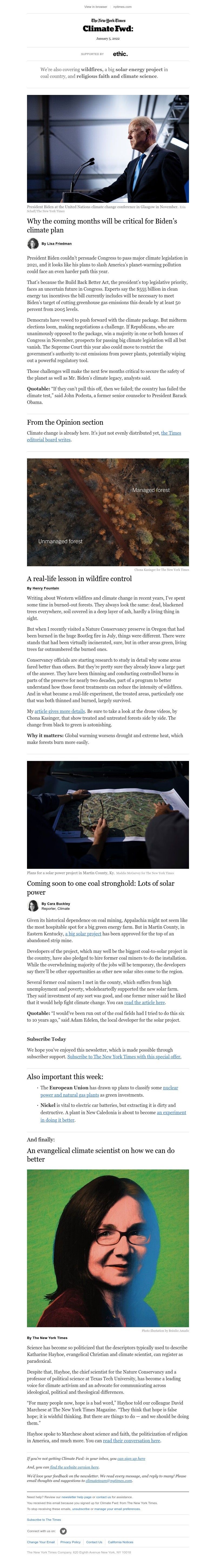 The New York Times - Climate Fwd: A critical time for Biden’s climate plan