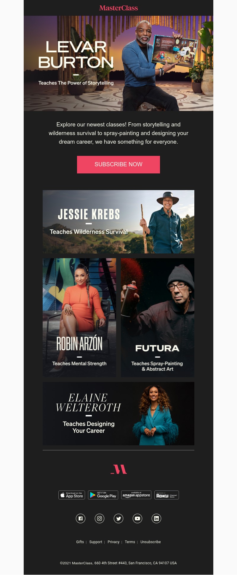  - New this month on MasterClass