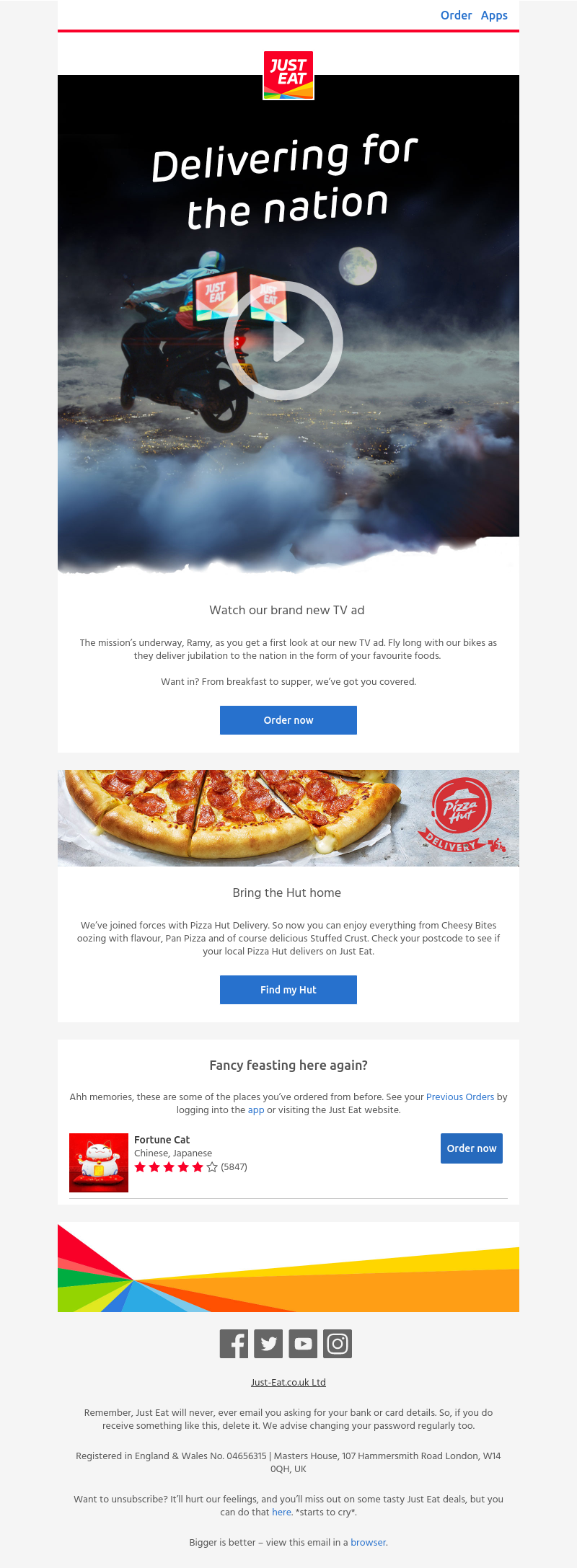 Just Eat - Come fly with us, Ramy
