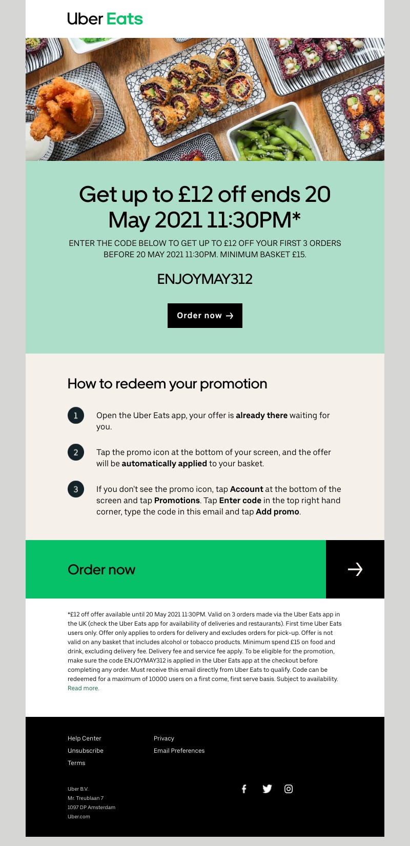 Uber Eats - Sarah, your discount is still available