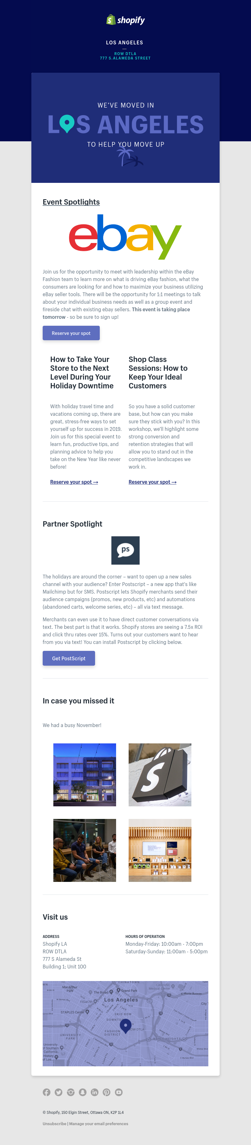 Shopify - Sarah, check out our upcoming classes and events at Shopify LA