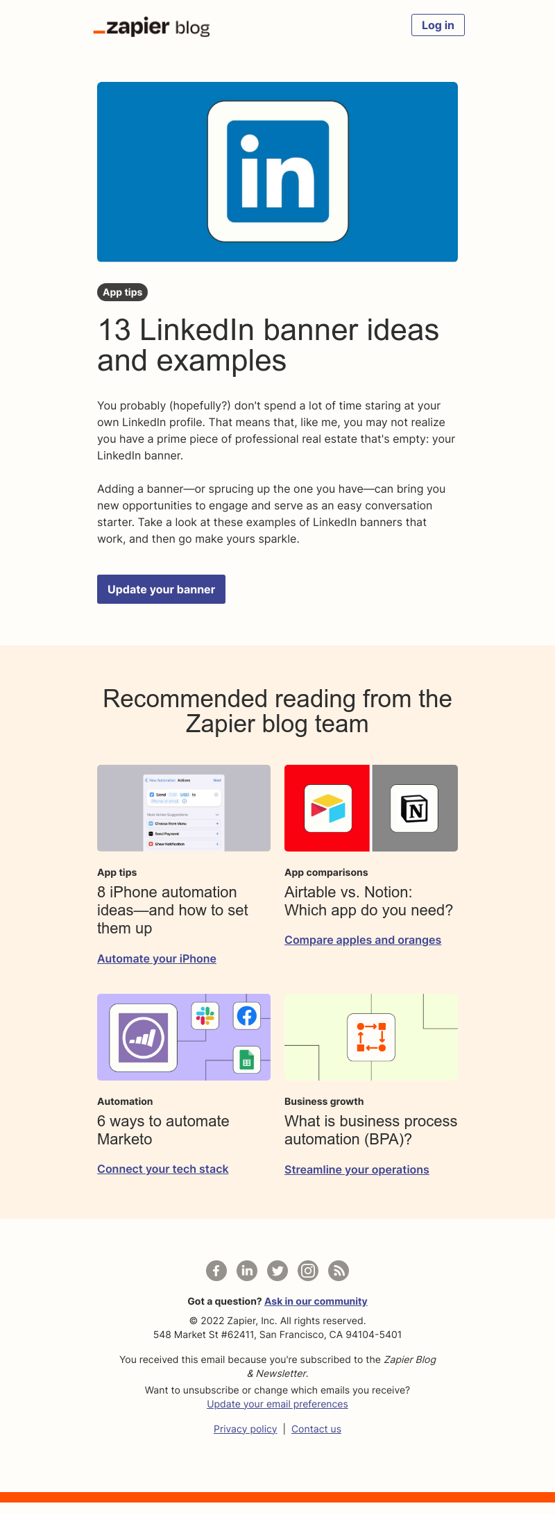Zapier - Spruce up your LinkedIn banner