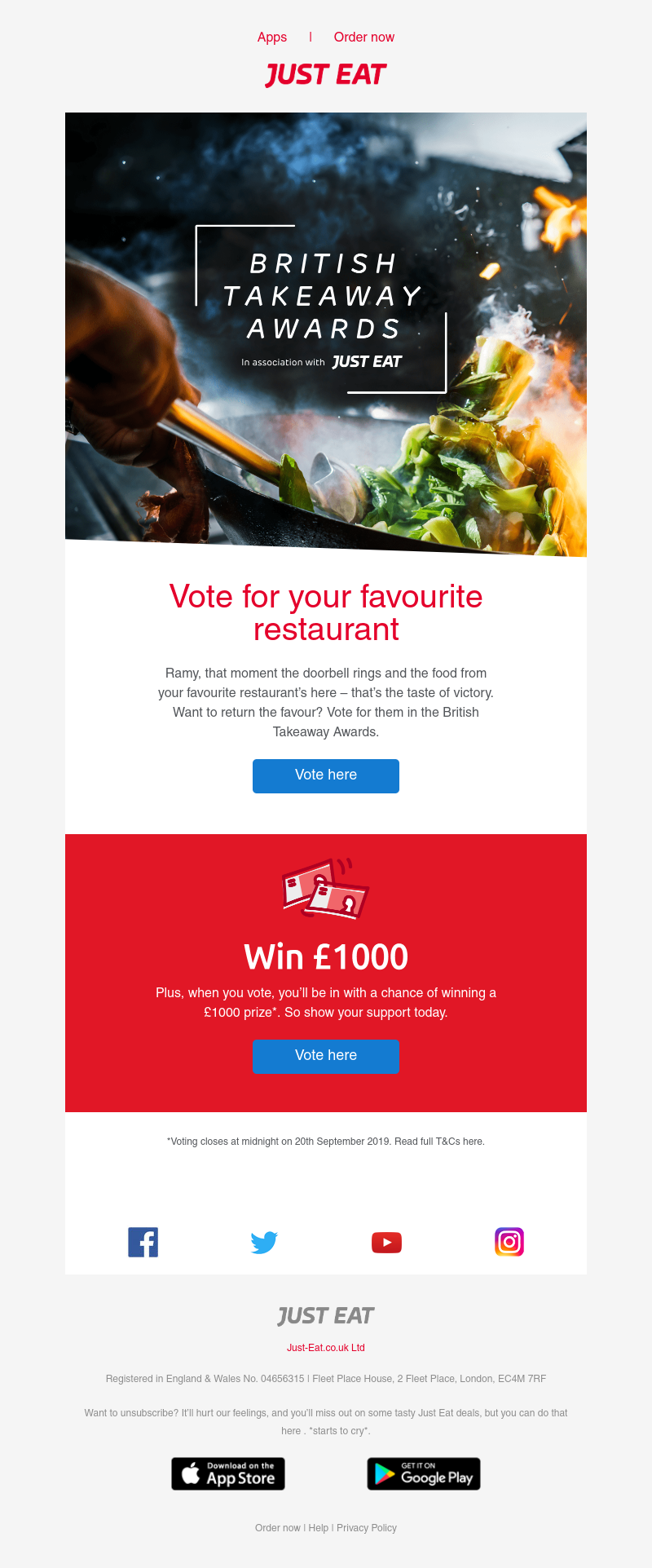 Just Eat - Ramy, show your support for your favourite takeaway