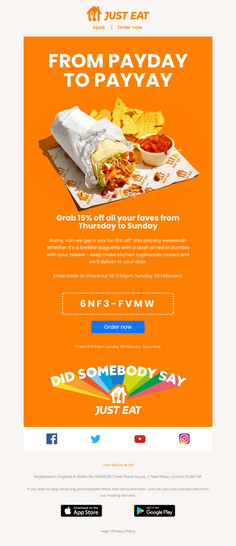 Just Eat -  Enjoy 15% off this weekend 🎉 
