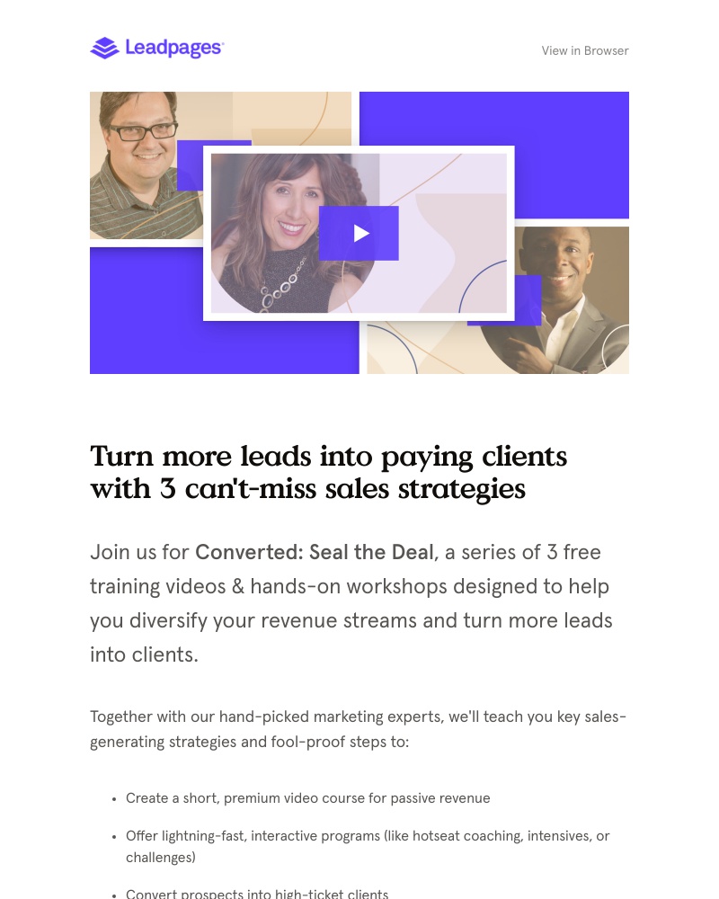 Leadpages - 3 Video trainings to summon more sales