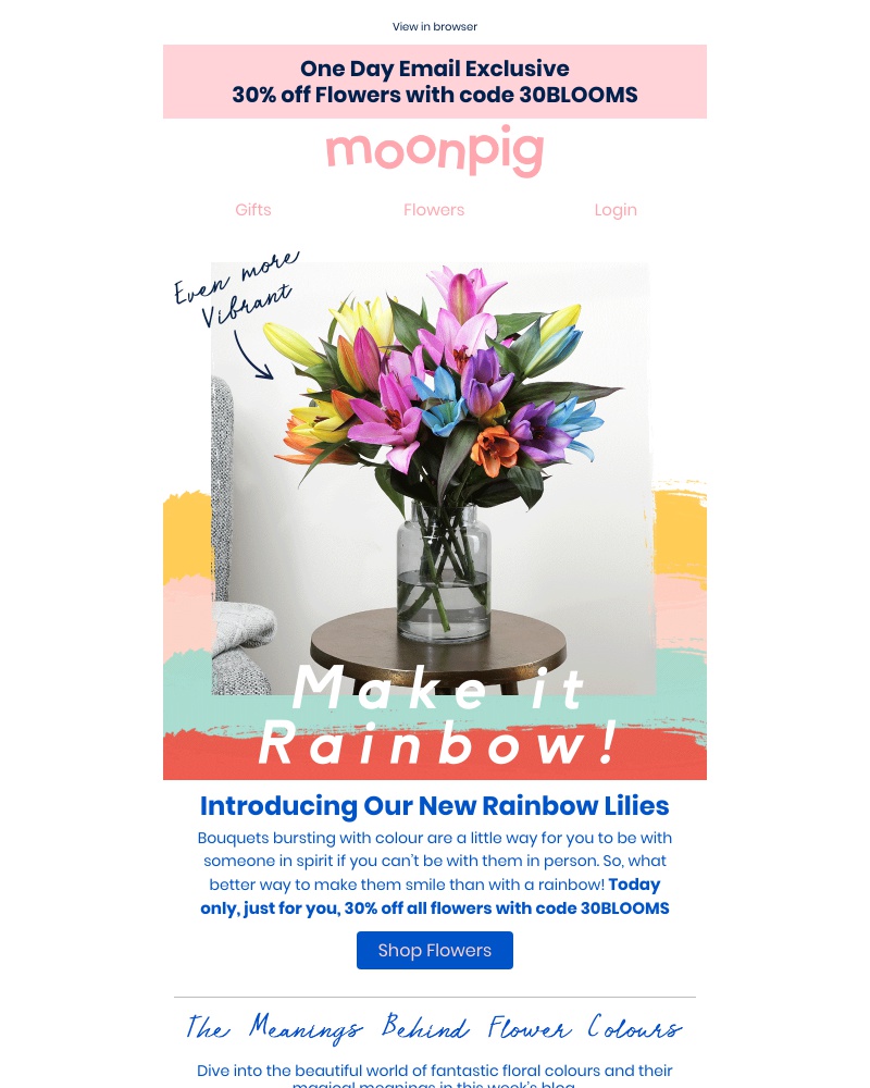 Moonpig - 🌼💚🐳 30% off flowers 💜🌸🍎🦊