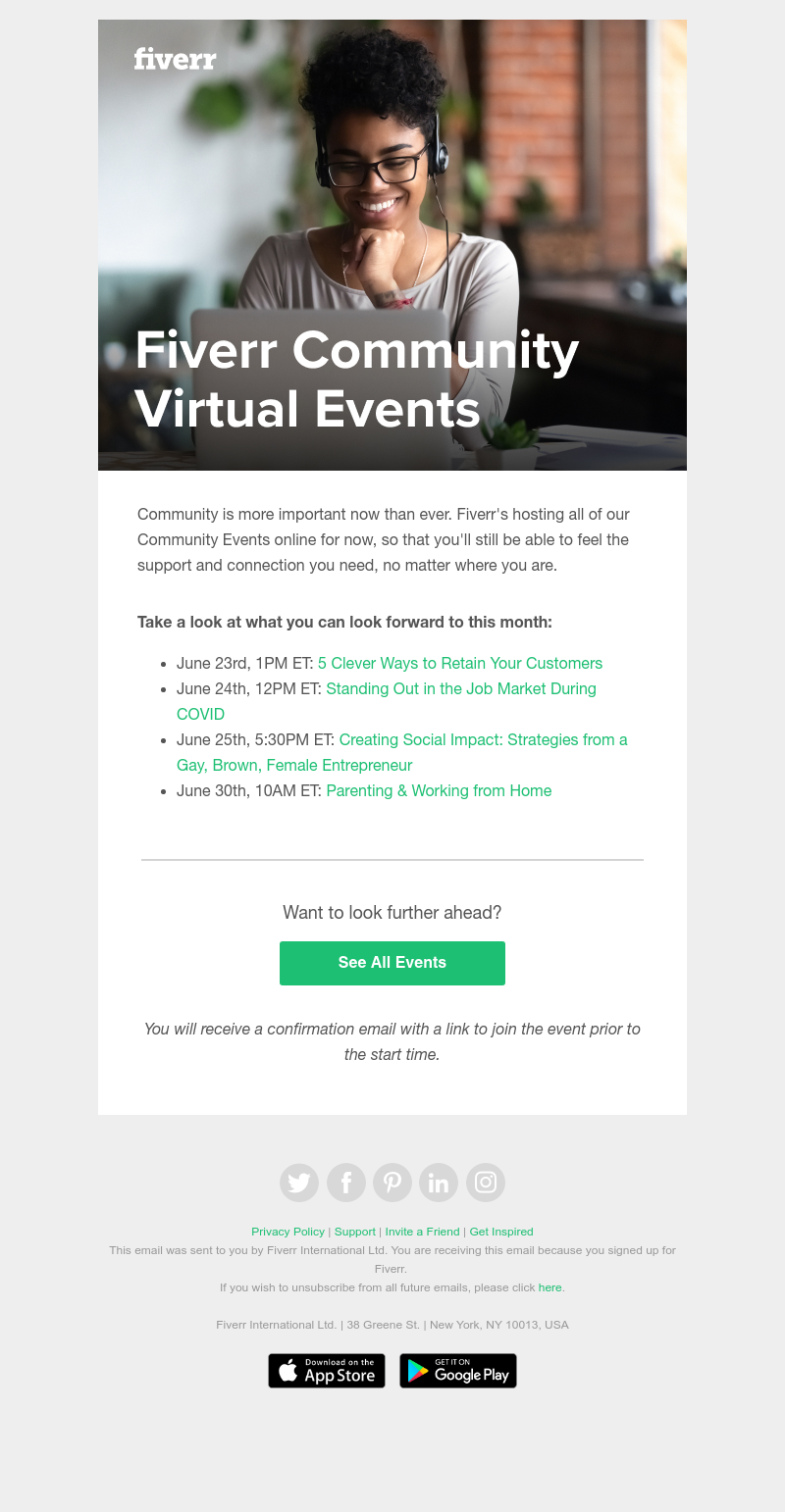 Fiverr - Fiverr Virtual Events: You’re Invited